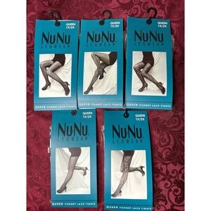NuNu Legwear Fishnet Lace Tights Black Queen 1X/2X‎ Lot of 5 - NEW in package